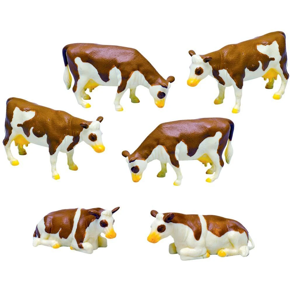 FIGURINES VACHES MARRONS ET BLANCHES 3 FIGURINES VACHES MARRONS ET BLANCHES