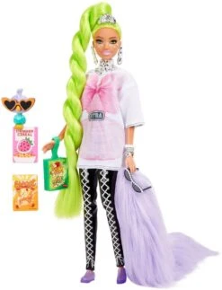 MATTEL POUPEE BARBIE EXTRA NATTE VERT FLUO