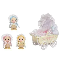 Sylvanian Families LES ADORABLES TRIPLES CANARDS ET LANDAU - SYLVANIAN TOUT POUR BEBES